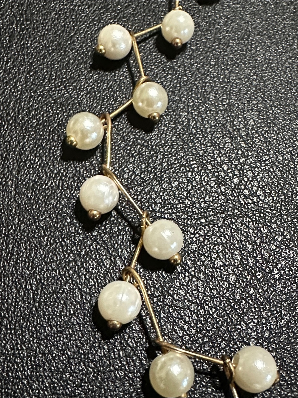 137.  Gold Tone & Faux Pearl Choker Necklace - Picture 5 of 7
